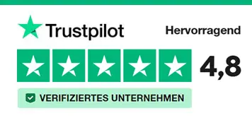 Trustpilot Bewertung 4,8 Sterne – Verifiziertes Unternehmen